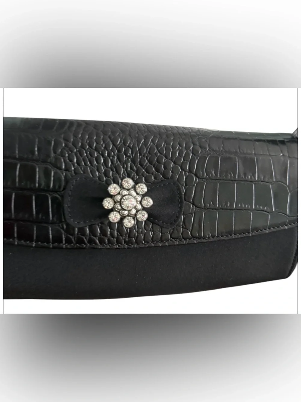 Vintage Brighton Twy Shoulder/Clutch Bag Black Croc Leather Fabric